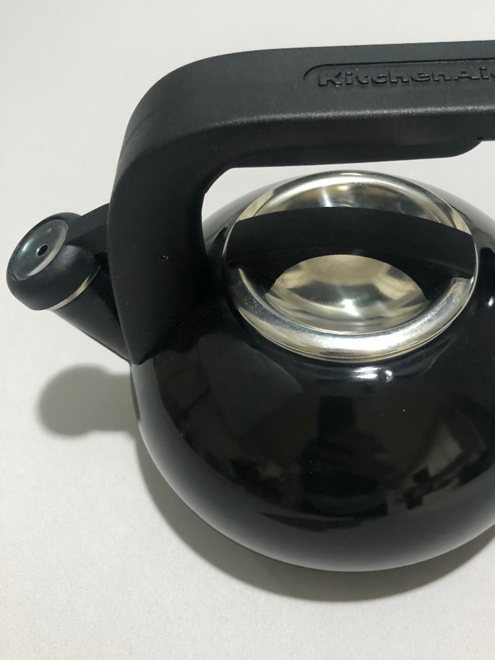 KitchenAid 2 Qt Whistling Tea Kettle Stainless Steel Black Stovetop Teapot